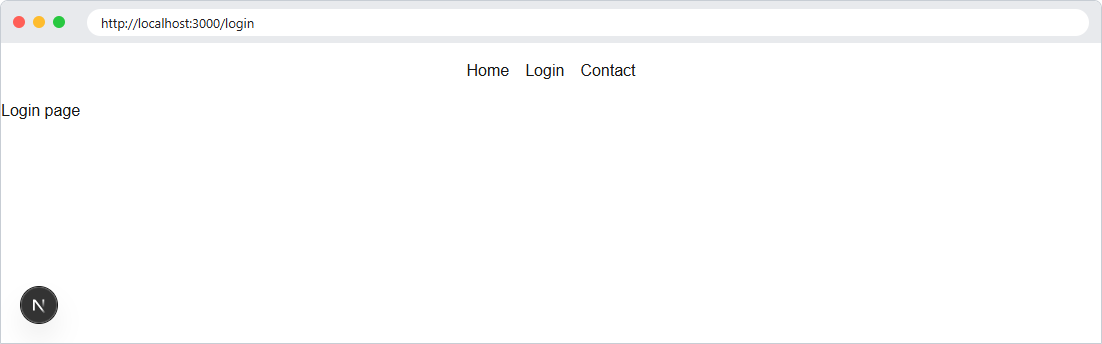Login page below the shared header - Next.js