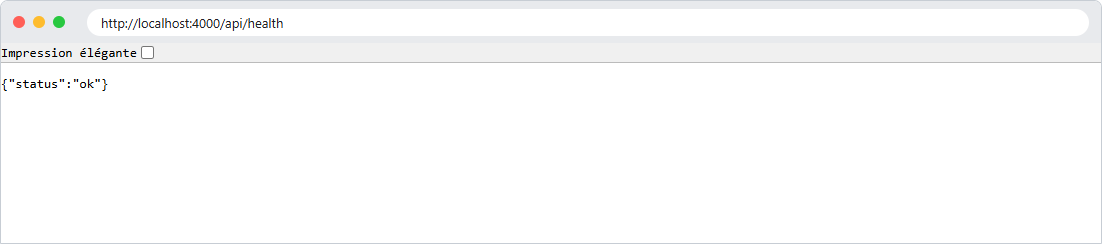 Health endpoint in the browser