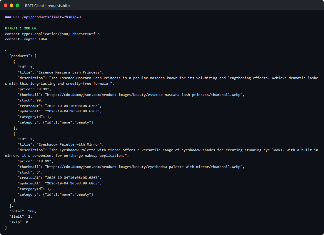 Paginated list response