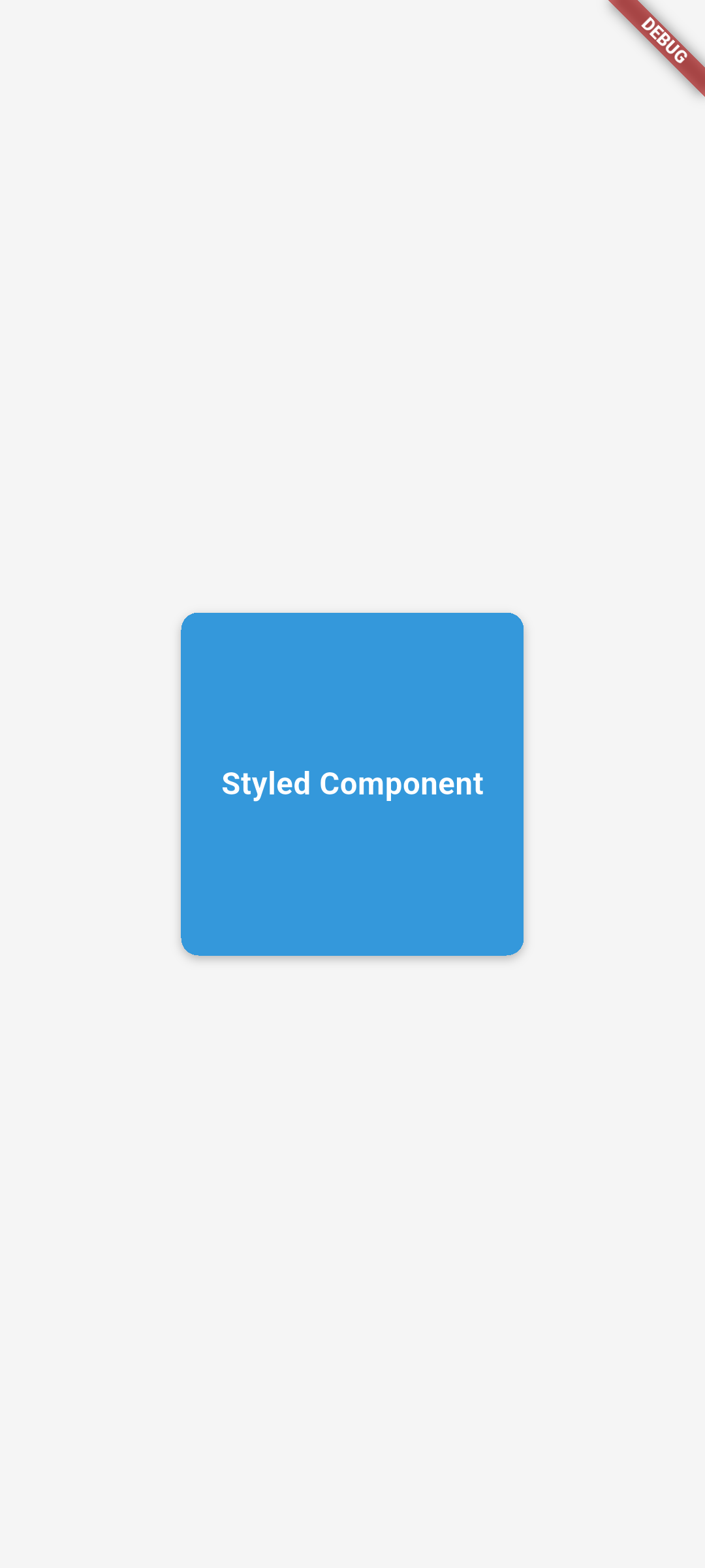Flutter: A blue square with rounded corners, a shadow and centered white text.