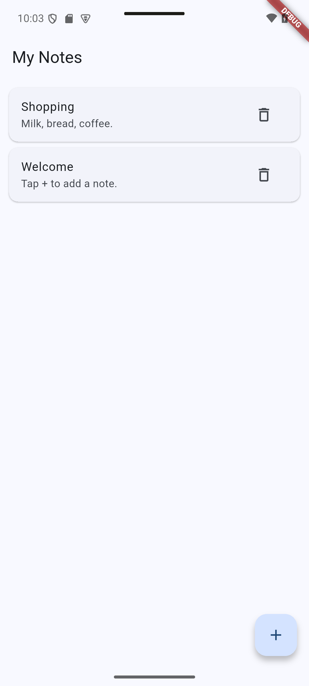 Flutter: After confirming Delete, Workshop disappears and the other rows remain.