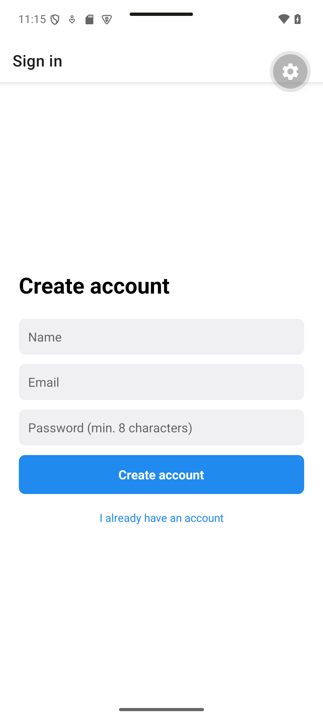 React Native: Switching to registration adds the Name field.